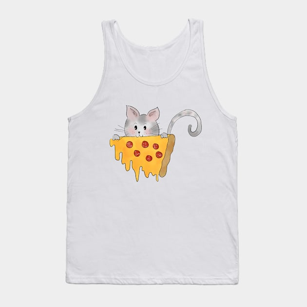 Cat eating a pizza Tank Top by RocksNMills